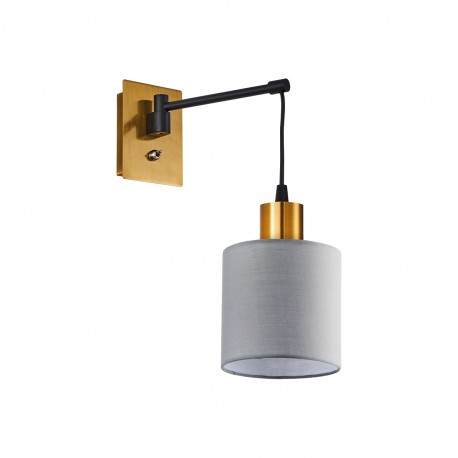 77-8355 SE21-GM-9-SH1 ADEPT WALL LAMP Gold Matt and Black Metal Wall Lamp Grey Shade+