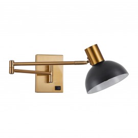 77-8368 SE21-GM-52-MS3  ADEPT WALL LAMP Gold Matt Wall lamp with Switcher and Black Metal Shade+