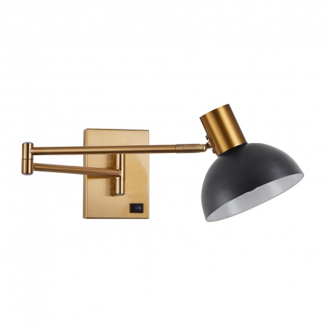 77-8368 SE21-GM-52-MS3  ADEPT WALL LAMP Gold Matt Wall lamp with Switcher and Black Metal Shade+