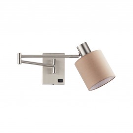 77-8374 SE21-NM-52-SH3  ADEPT WALL LAMP Nickel Matt Wall lamp with Switcher and Brown Shade+