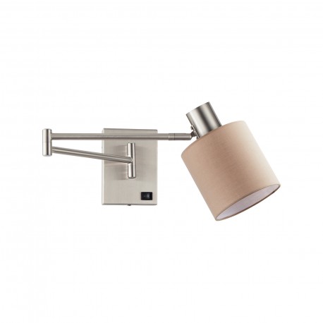 77-8374 SE21-NM-52-SH3  ADEPT WALL LAMP Nickel Matt Wall lamp with Switcher and Brown Shade+