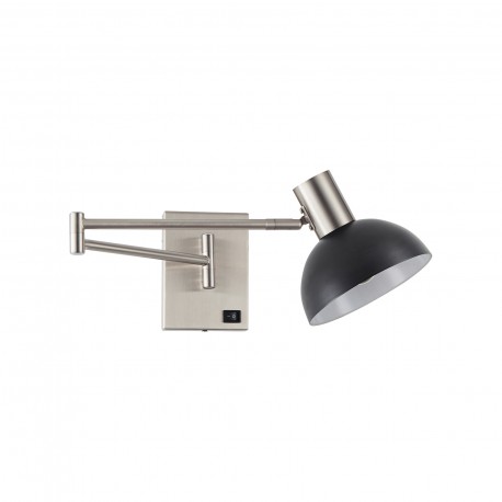 77-8377 SE21-NM-52-MS3  ADEPT WALL LAMP Nickel Matt Wall lamp with Switcher and Black Metal Shade+
