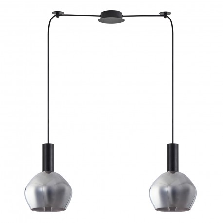 77-8493 SE21-BL-4-BL2-GL2  ADEPT TUBE Black Pendant Smoked Glass+