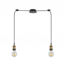 77-8691 SE21-BR-10-BL2  MAGNUM Bronze Metal Pendant with Black Fabric Cable+