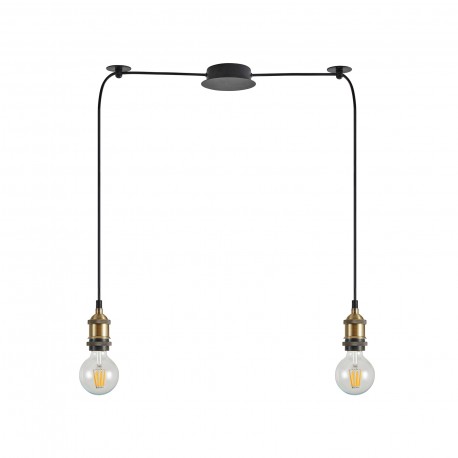 77-8691 SE21-BR-10-BL2  MAGNUM Bronze Metal Pendant with Black Fabric Cable+
