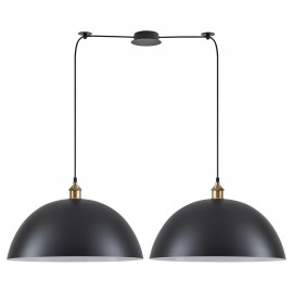 77-8702 SE21-BR-10-BL2-MS50  MAGNUM Bronze Metal Pendant Black Shade with Black Fabric Cable+