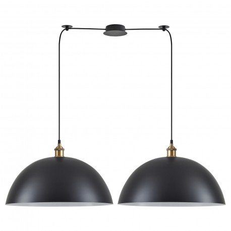 77-8702 SE21-BR-10-BL2-MS50  MAGNUM Bronze Metal Pendant Black Shade with Black Fabric Cable+