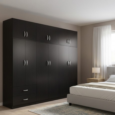 383-000253 Ντουλάπα εξάφυλλη με πατάρι Athos I pakoworld wenge 240x42x240εκ