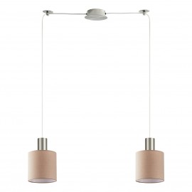 77-8431 SE21-NM-4-NM2-SH3 ADEPT TUBE Nickel Matt Pendant Brown Fabric Shade+