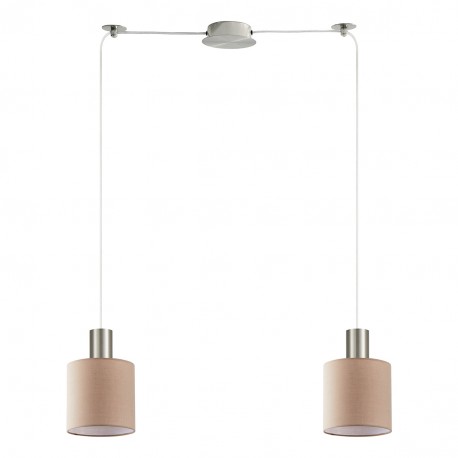 77-8431 SE21-NM-4-NM2-SH3 ADEPT TUBE Nickel Matt Pendant Brown Fabric Shade+