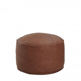 14870099 Πουφ ArteLibre AKILA Camel Δέρμα Φ86x39cm Καφέ/Camel