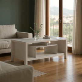 049-000095 Τραπέζι σαλονιού Tracy pakoworld λευκό-γκρι 120x60x48.5εκ