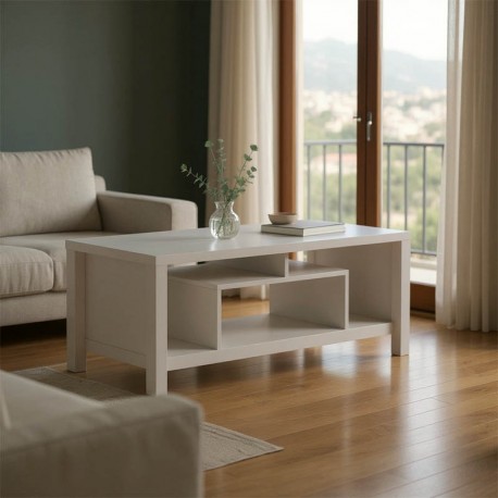 049-000095 Τραπέζι σαλονιού Tracy pakoworld λευκό-γκρι 120x60x48.5εκ