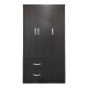 383-000039 Ντουλάπα τρίφυλλη με 2 συρτάρια Athos pakoworld σε wenge απόχρωση 90x42x180εκ
