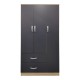 383-000041 Ντουλάπα τρίφυλλη με 2 συρτάρια Athos pakoworld σε sonoma-ανθρακί απόχρωση 90x42x180εκ