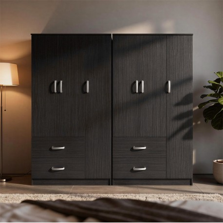383-000195 Ντουλάπα εξάφυλλη Athos pakoworld wenge 180x42x180εκ