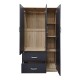 383-000244 Ντουλάπα εξάφυλλη Athos pakoworld sonoma-ανθρακί 180x42x180εκ