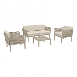 20-0937-3S PORTOFINO LOUNGE SET 2ΘΕΣ.TAUPE/ΜΑΞ. BEIGE(2ΘΕΣ.+2ΠΟΛ.+ΤΡΑΠ 33εκ.)