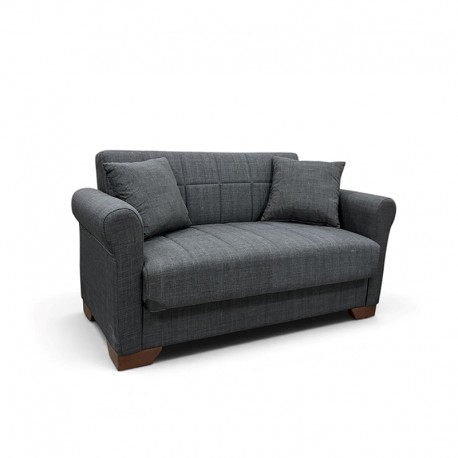 40-0319 VAVEL DARK GREY ΥΦΑΣΜΑ 2ΘΕΣΙΟΣ ΚΑΝΑΠΕΣ/ΚΡΕΒΑΤΙ ΜΕ ΑΠΟΘ.ΧΩΡΟ 156Χ85Χ80εκ.