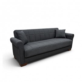 40-0317 VAVEL DARK GREY ΥΦΑΣΜΑ 3ΘΕΣΙΟΣ ΚΑΝΑΠΕΣ/ΚΡΕΒΑΤΙ ΜΕ ΑΠΟΘ.ΧΩΡΟ 216X85X80εκ.