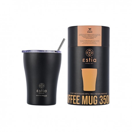 01-12083 ESTIA ΘΕΡΜΟΣ COFFEE MUG SAVE THE AEGEAN 350ml MIDNIGHT BLACK