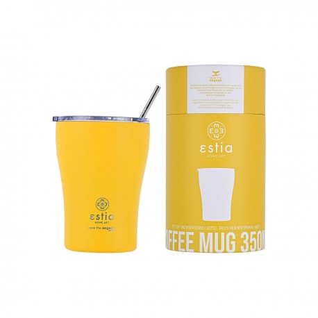 01-12458 ESTIA ΘΕΡΜΟΣ COFFEE MUG SAVE THE AEGEAN 350ml PINEAPPLE YELLOW