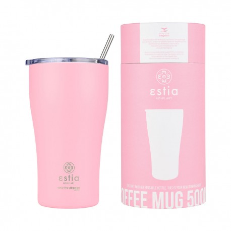 01-23157 ESTIA ΘΕΡΜΟΣ COFFEE MUG SAVE THE AEGEAN 500ml BLOSSOM ROSE