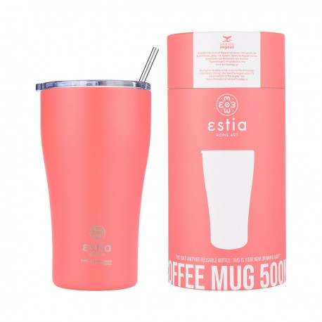 01-23164 ESTIA ΘΕΡΜΟΣ COFFEE MUG SAVE THE AEGEAN 500ml FUSION CORAL