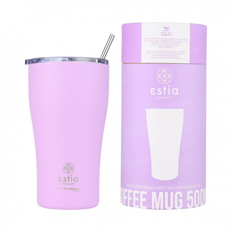 01-23195 ESTIA ΘΕΡΜΟΣ COFFEE MUG SAVE THE AEGEAN 500ml LAVENDER PURPLE