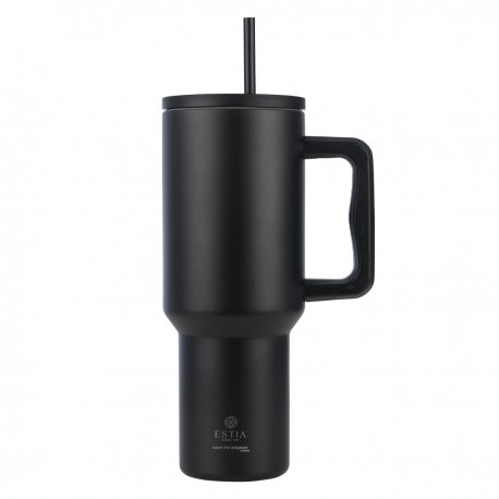 01-32180 ESTIA ΘΕΡΜΟΣ STRAW TUMBLER XL SAVE THE AEGEAN 1200ml MIDNIGHT BLACK
