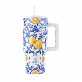 01-34832 ESTIA ΘΕΡΜΟΣ STRAW TUMBLER XL SAVE THE AEGEAN 900ml AMALFI COAST