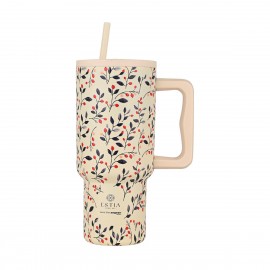 01-35181 ESTIA ΘΕΡΜΟΣ STRAW TUMBLER XL SAVE THE AEGEAN 900ml BLOOM BEIGE