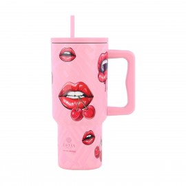 01-32067 ESTIA ΘΕΡΜΟΣ STRAW TUMBLER XL SAVE THE AEGEAN 900ml BLUSH POP