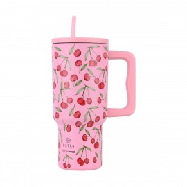 01-32081 ESTIA ΘΕΡΜΟΣ STRAW TUMBLER XL SAVE THE AEGEAN 900ml CHERRY ROSE