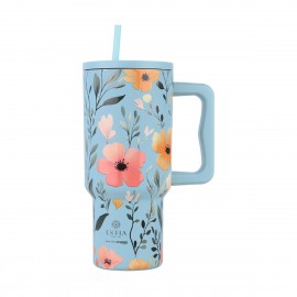 01-32036 ESTIA ΘΕΡΜΟΣ STRAW TUMBLER XL SAVE THE AEGEAN 900ml SKY GARDEN