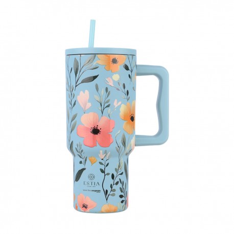 01-32036 ESTIA ΘΕΡΜΟΣ STRAW TUMBLER XL SAVE THE AEGEAN 900ml SKY GARDEN