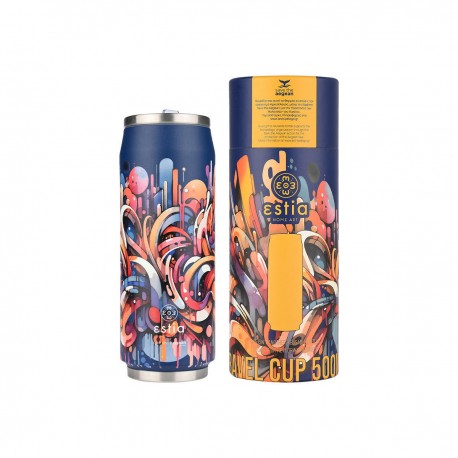01-22662 ESTIA ΘΕΡΜΟΣ TRAVEL CUP SAVE THE AEGEAN 500ml VIBRANT VORTEX