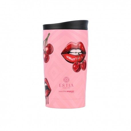 01-31923 ESTIA ΘΕΡΜΟΣ TRAVEL MUG SAVE THE AEGEAN 350ml BLUSH POP