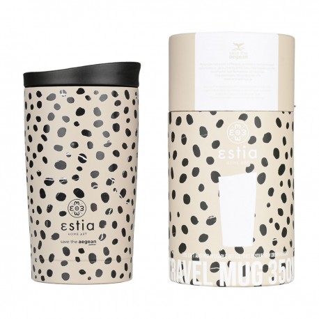 01-25663 ESTIA ΘΕΡΜΟΣ TRAVEL MUG SAVE THE AEGEAN 350ml LEOPARD TAUPE