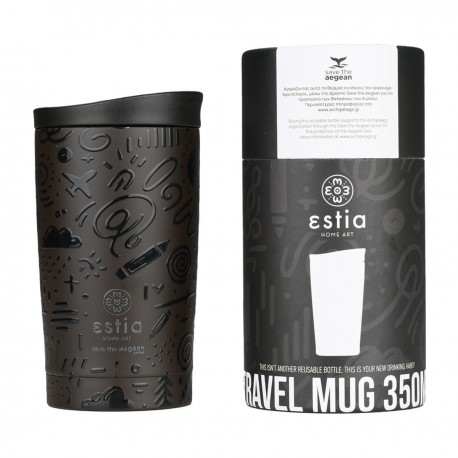 01-25588 ESTIA ΘΕΡΜΟΣ TRAVEL MUG SAVE THE AEGEAN 350ml NOIR ECHO