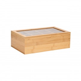 01-27025 ESTIA ΚΟΥΤΙ ΑΠΟΘΗΚΕΥΣΗΣ ΒΑΜΒΟΟ 8 ΘΗΚΕΣ 31x19x9cm ΜΕ ΚΑΠΑΚΙ