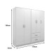 383-000187 Ντουλάπα πεντάφυλλη Athos I pakoworld λευκή 170x42x180εκ