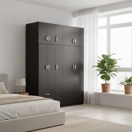 383-000256 Ντουλάπα πεντάφυλλη με πατάρι Athos I pakoworld wenge 170x42x240εκ