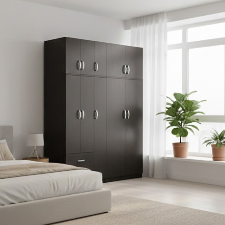 383-000256 Ντουλάπα πεντάφυλλη με πατάρι Athos I pakoworld wenge 170x42x240εκ