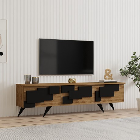 120-000669 Έπιπλο τηλεόρασης Trida pakoworld oak με μαύρο 160x35x45εκ