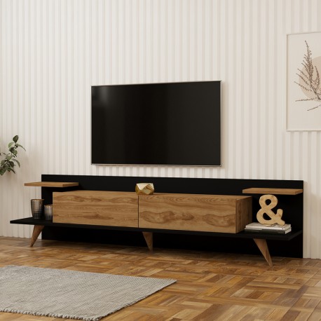 120-000672 Έπιπλο τηλεόρασης Astry pakoworld oak με ανθρακί 180x36,8x45εκ