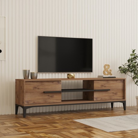 120-000673 Έπιπλο τηλεόρασης Eslem pakoworld oak με ανθρακί 160x34,6x48,1εκ