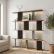 120-000677 Βιβλιοθήκη Ratu pakoworld ανθρακί με oak 120x24,6x141εκ
