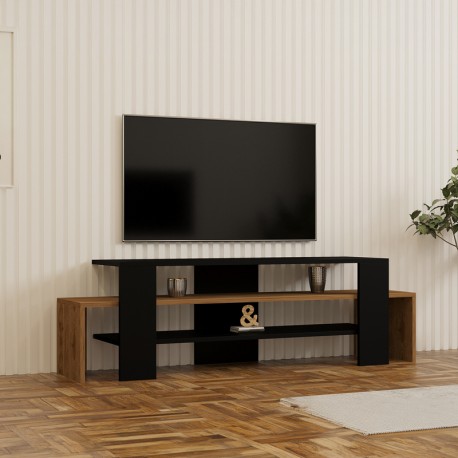 120-000679 Έπιπλο τηλεόρασης Lenour pakoworld sonoma με μαύρο 150x35x45εκ