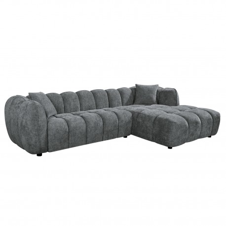 ΚΑΝΑΠΕΣ ΓΩΝΙΑ (ΔΕΞΙΑ) LYKKE HM3326.01R ΓΚΡΙ ΥΦΑΣΜΑ 280x89-165(η γωνία)x70Υεκ